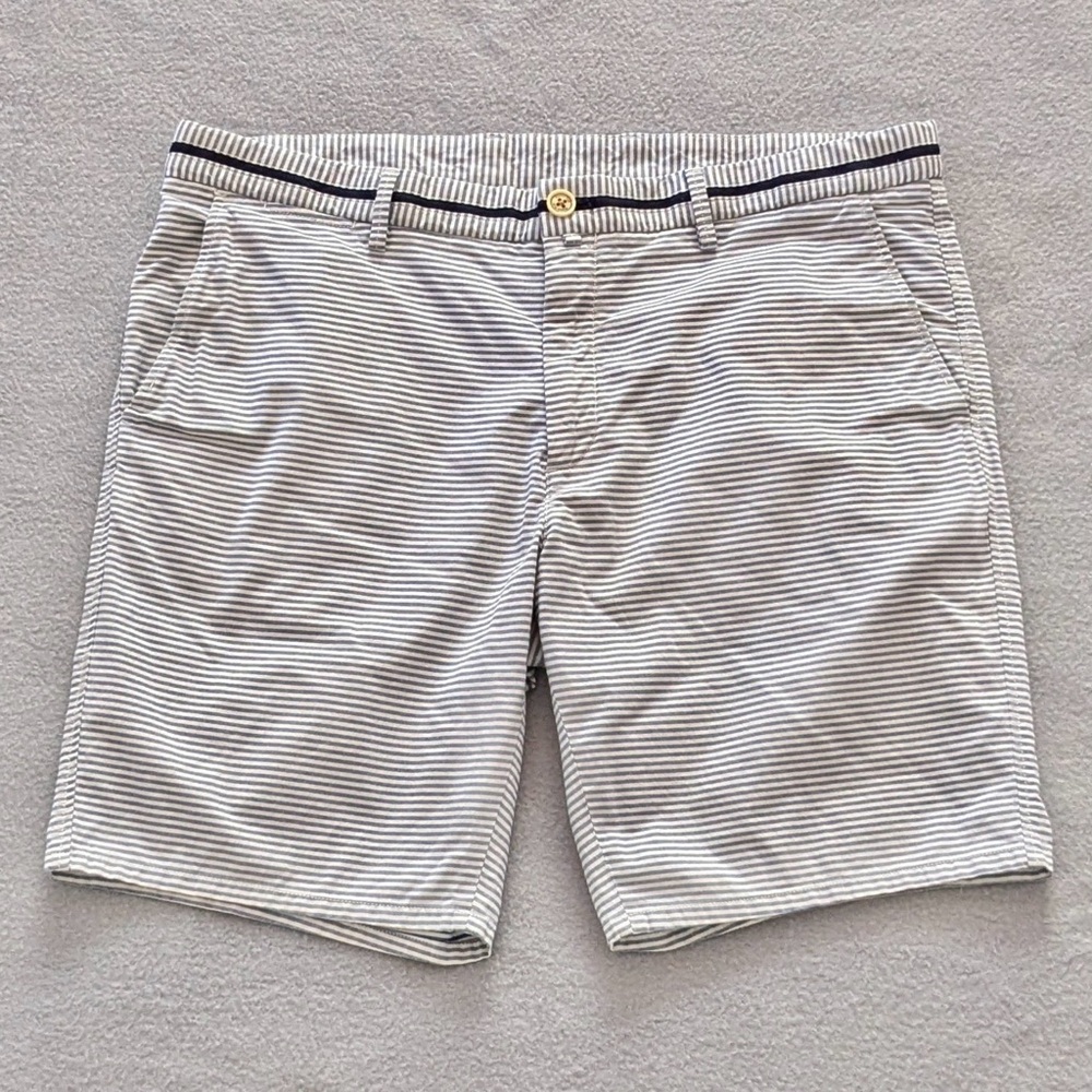 Massimo Dutti Men's Slim Fit Striped Shorts Size USA 36 / EUR 46 100％ Cotton
